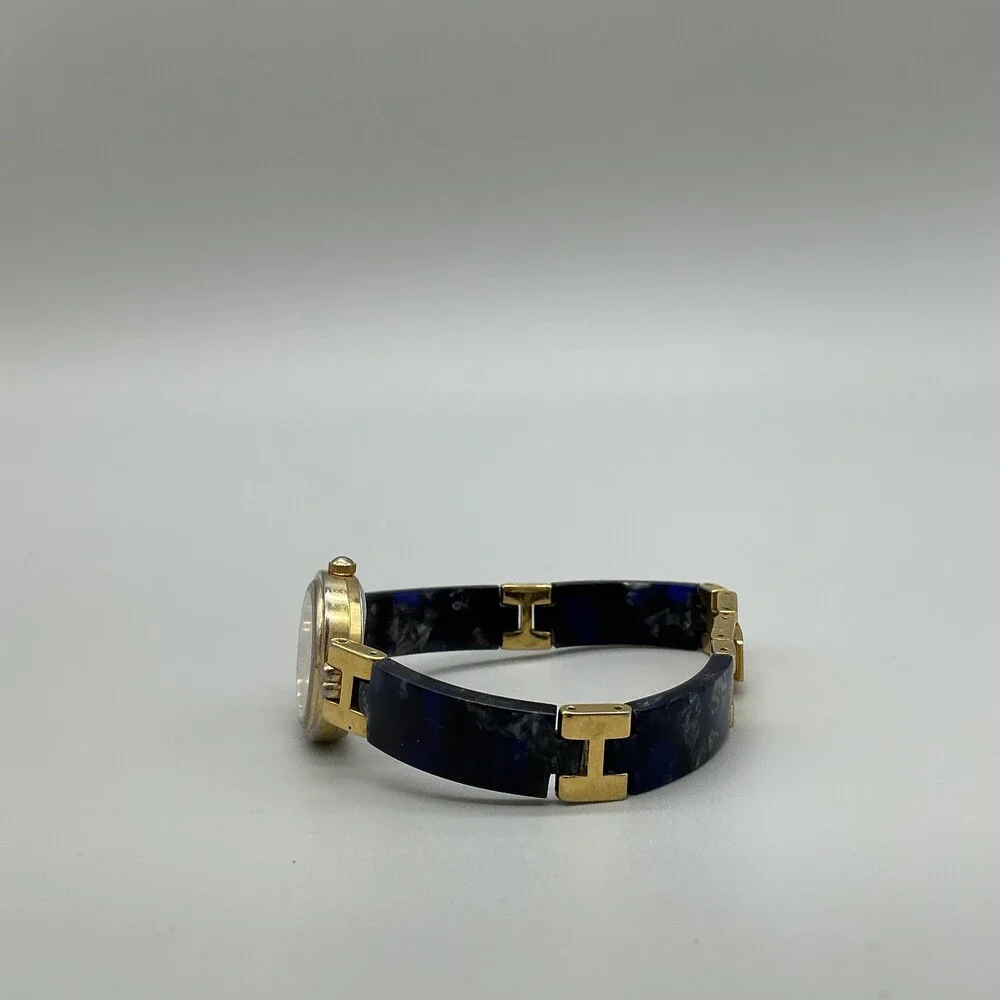 Lucida Womens Watch 21mm MOP Dial Gold Tone Blue Bracelet New Battery 6.5